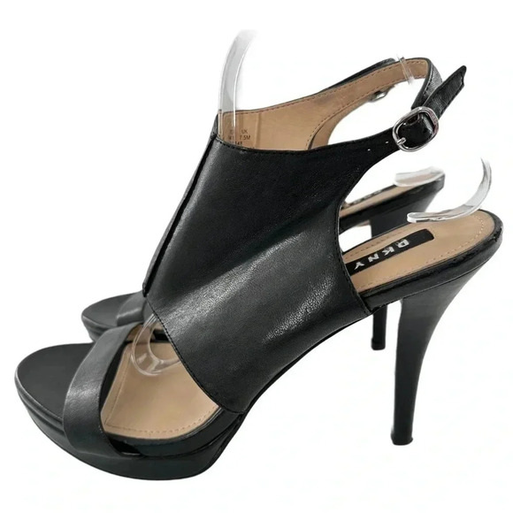 Dkny womens heels size 10 41 black leather platform chunky booties - Picture 5 of 15